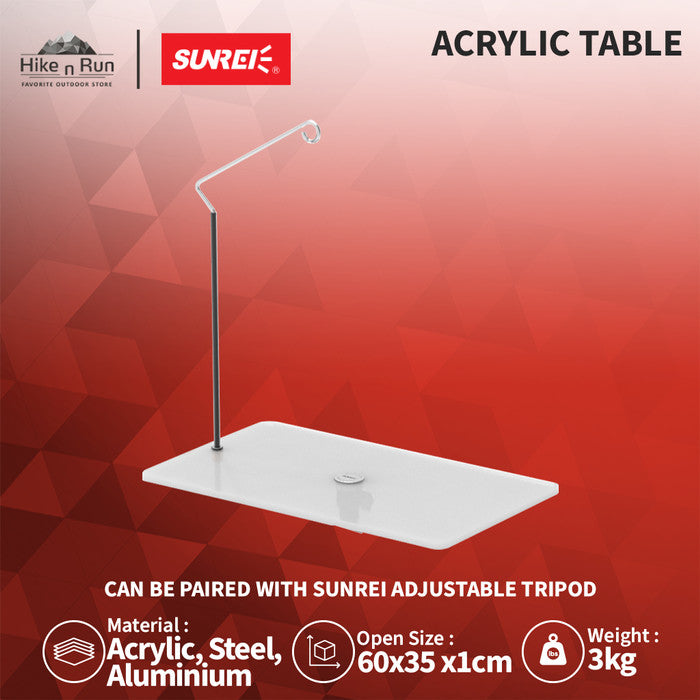 Meja Akrilik Sunrei Acrylic Table Top Camping Desktop With Light Stand