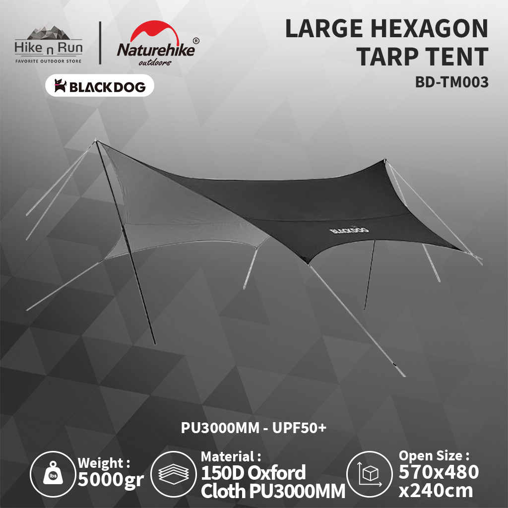 PREORDER!!! Kanopi Flysheet Blackdog BD-TM003 Hexagon Tarp Canopy Large