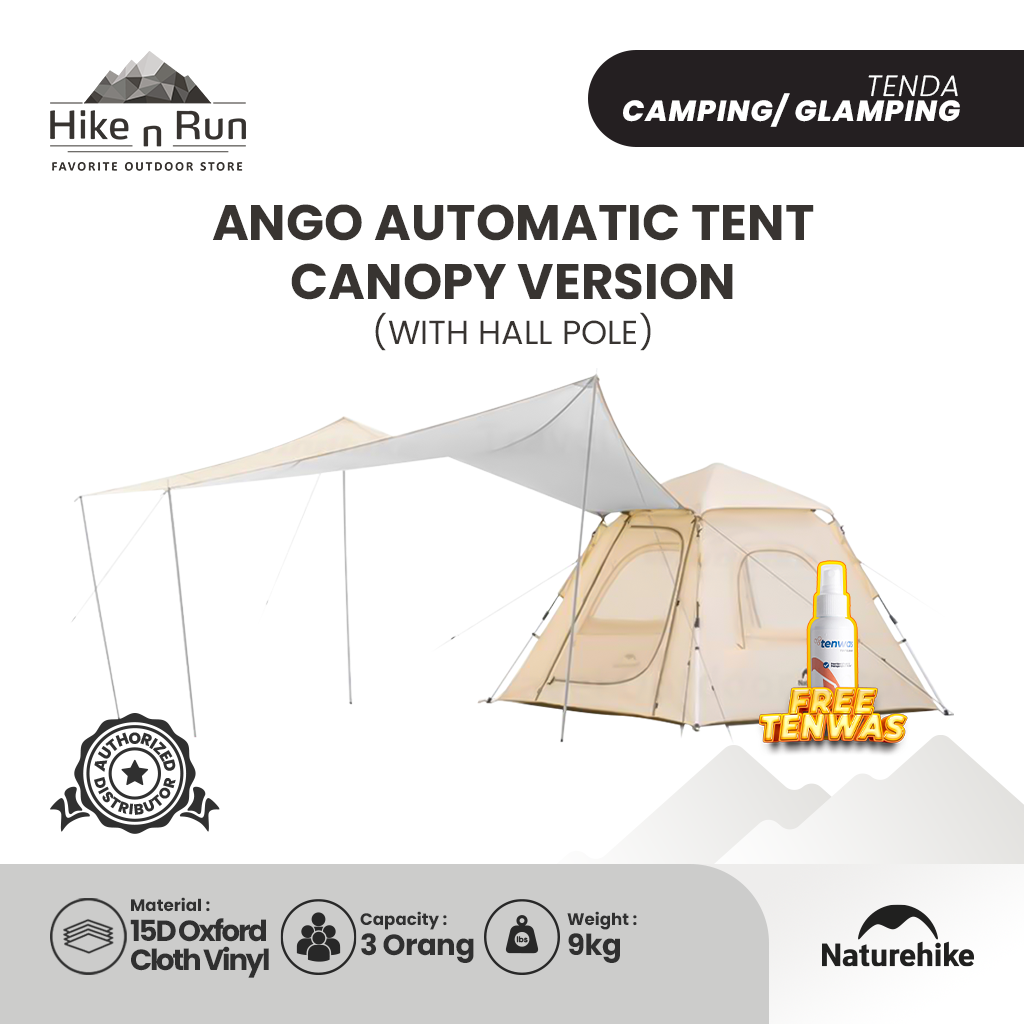 PREORDER!!! Tenda Ango Automatic With Canopy 2in1 Naturehike CNK2300ZP014 Ango 3P Tent With Hall Pole