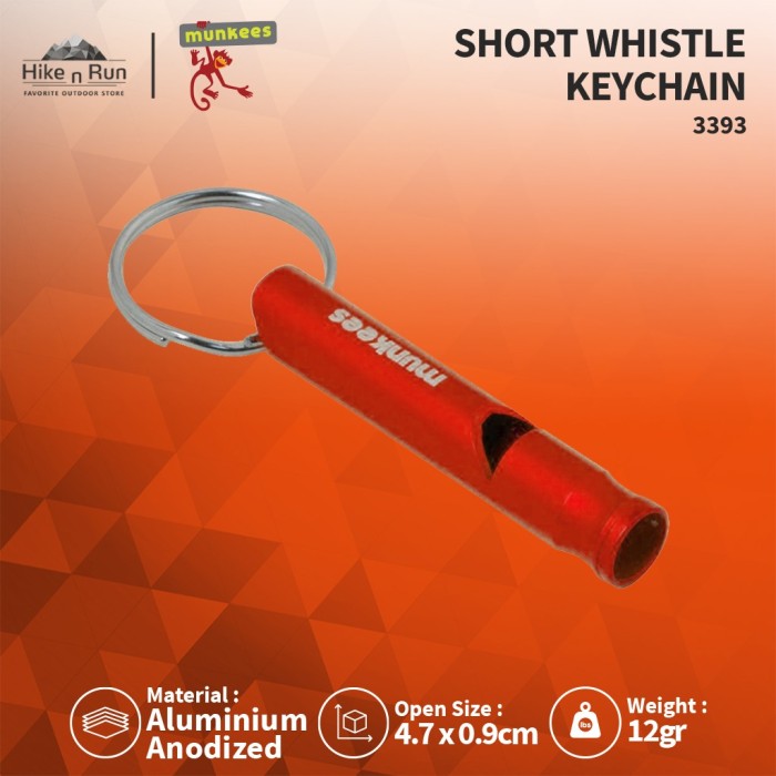 Gantungan Kunci Peluit Munkees 3393 Short Aluminum Whistle