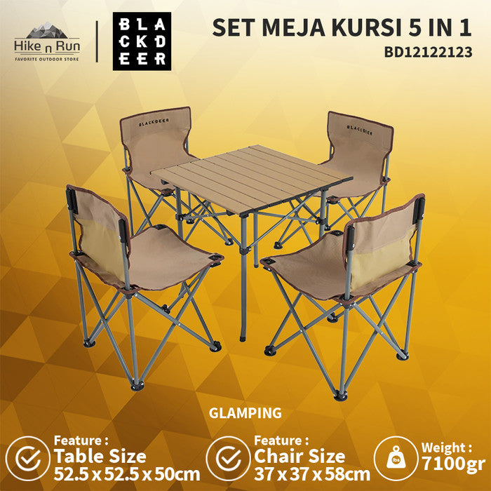 Meja Kursi Camping Blackdeer BD12122123 5 in 1 Set Folding Chair