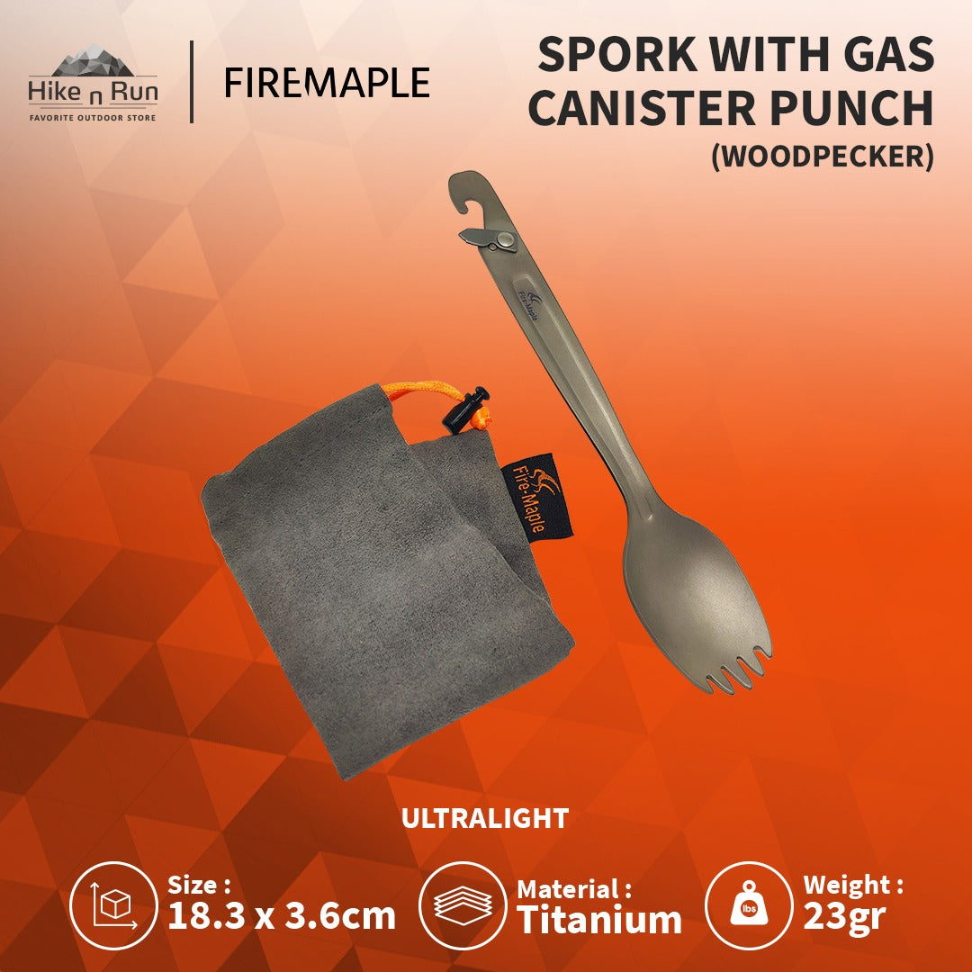 Alat Makan 3 in 1 Firemaple Woodpecker Titanium Gas Canister Punch