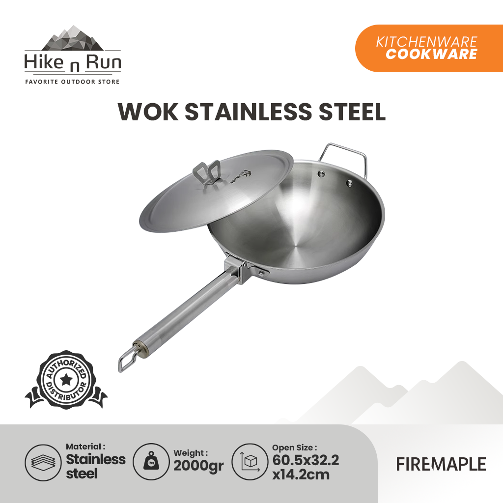 Wajan Camping Wok Firemaple Nesting Stainless Steel