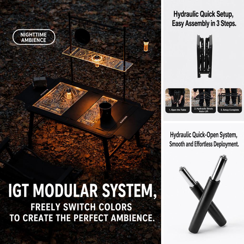 Blackdog Meja Lipat IGT Hidrolik CBD2650JJ013 Adjustable Folding Table Portable Meja Camping Modular