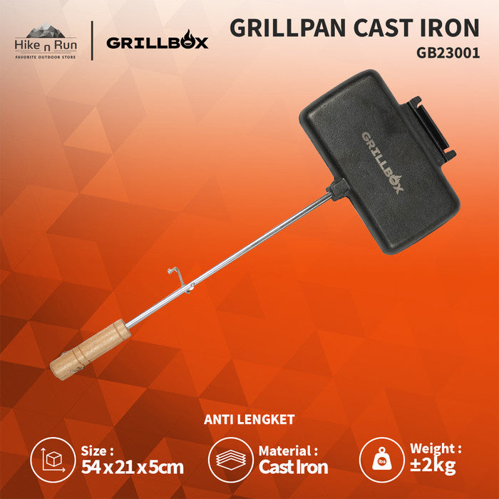 Panggangan Roti Bakar Portable Grillbox GB23001 Grillpan Cast Iron