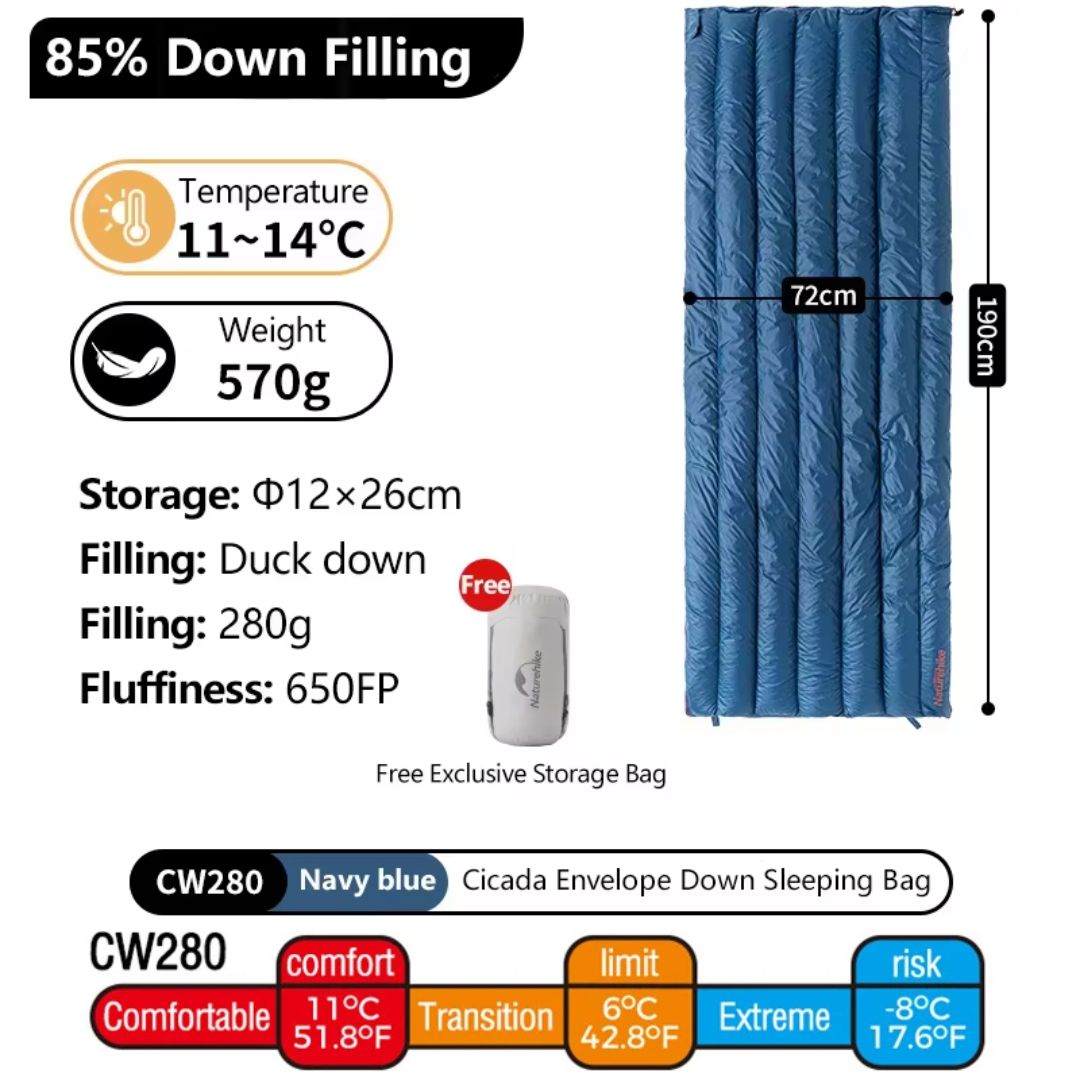 Naturehike Kantong TIdur Envelope CW280 CW295 CNK2300SD013 Sleeping Bag Duck Down CWM400 NH18Y011-R Ultralight