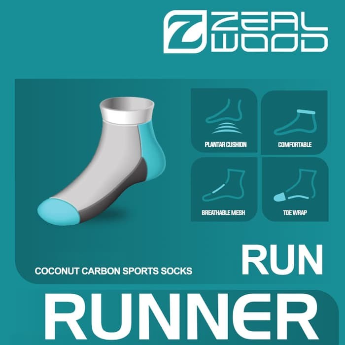 Buy 1 get 1 Kaos Kaki Running Zealwood Cocona Runner 2018 Dual Green 17011Z084