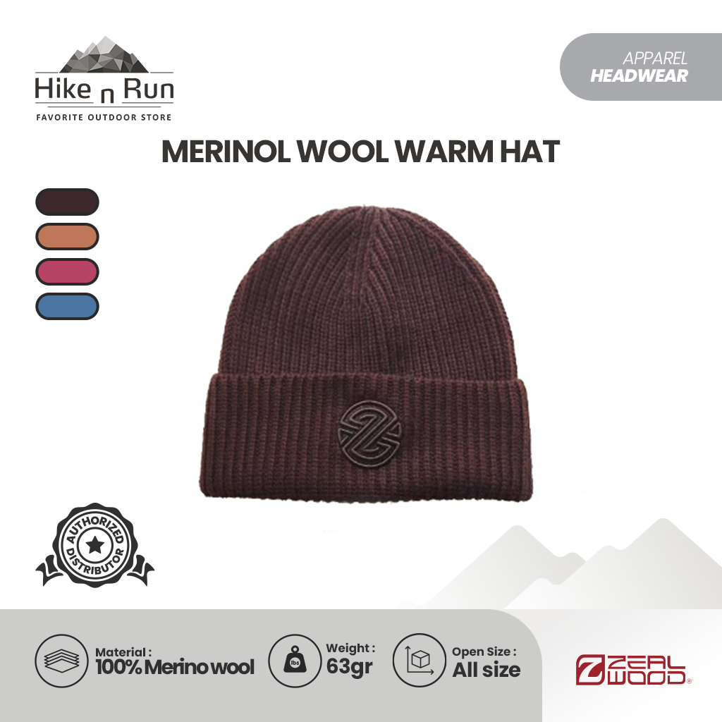 Zealwood Topi Beanie Hangat  Merinol Wool Warm Hat