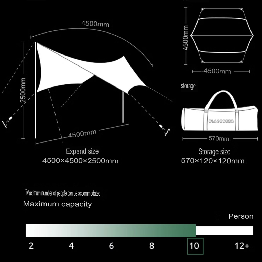 TENDA KANOPI FLYSHEET  WANDERING EARTH BLACKDEER BD52312003 CAMPING CANOPY TARP WITH POLES