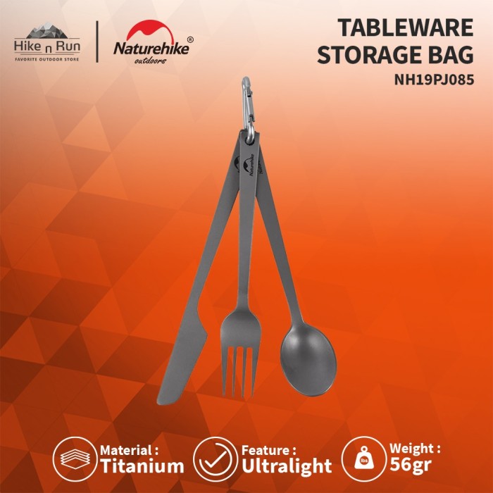 Set Alat Makan Naturehike TZD11 NH19T011-D Titanium Cutlery 3 in 1