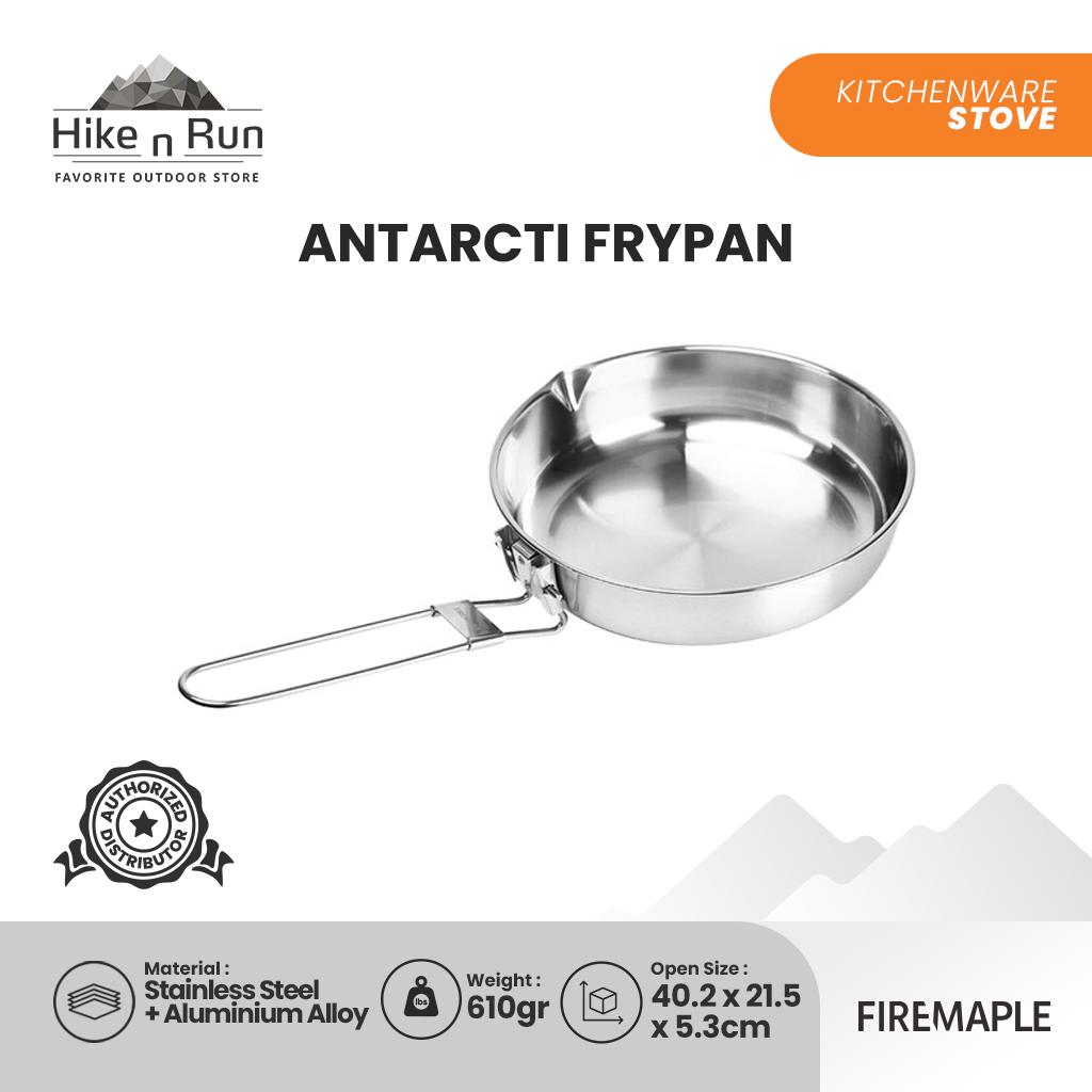 Wajan Lipat Camping Firemaple Antarcti Stainless Steel Frypan 8"