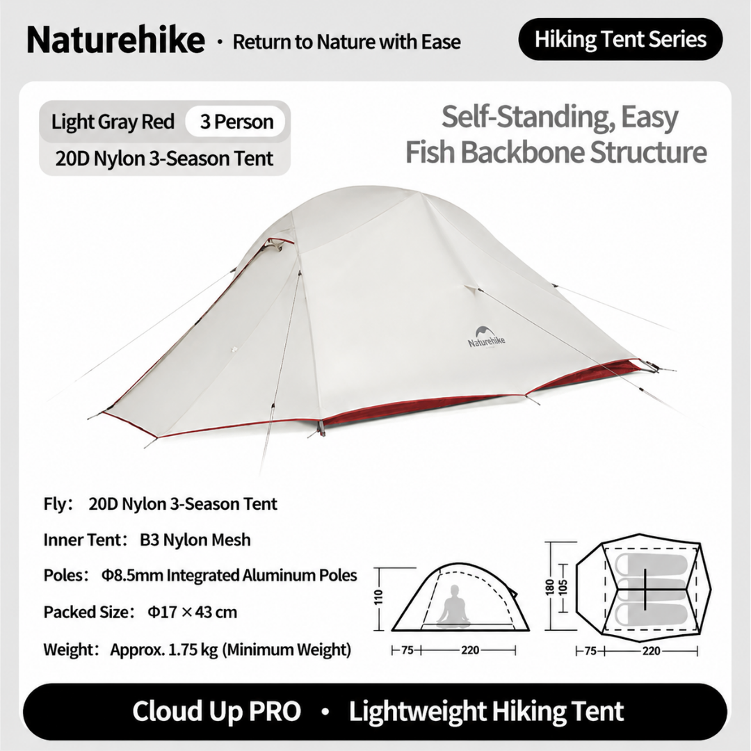 Tenda Hiking Ringan Naturehike Hiking Tent Cloud Up NH18T010-T NH17T001-T NH18T030-T CNK2450WS032