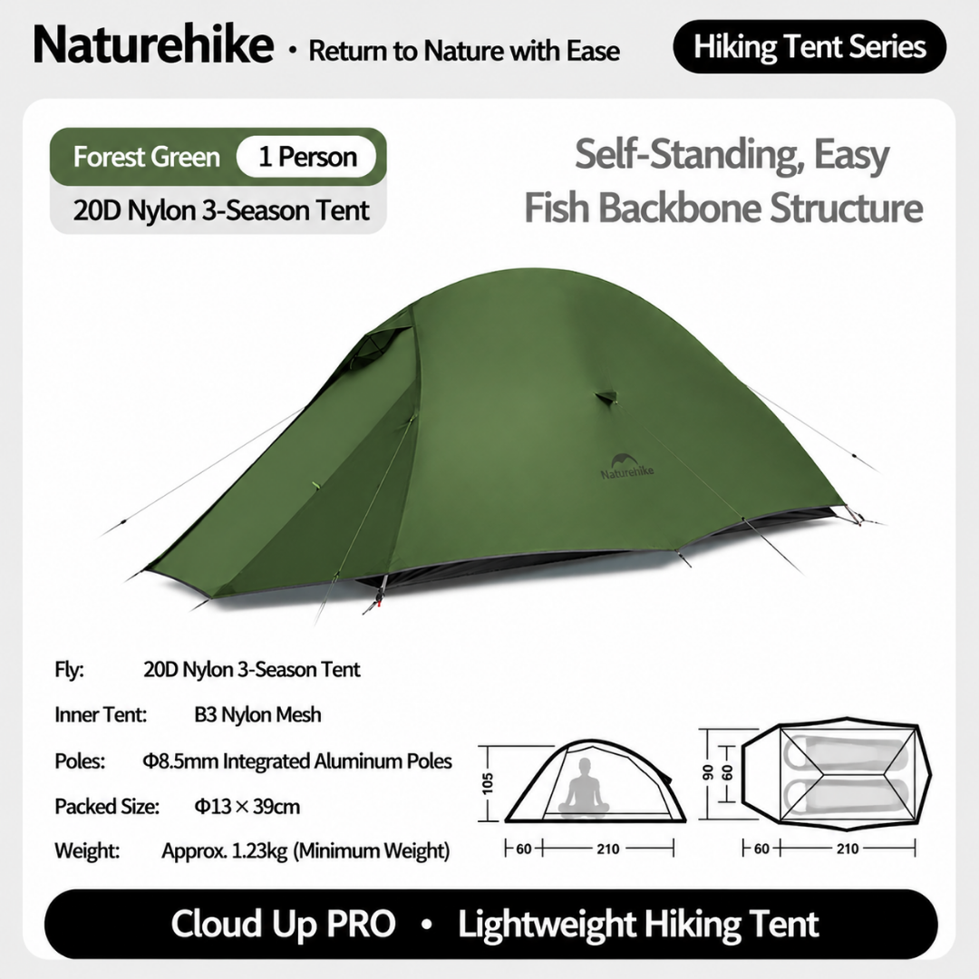 Tenda Hiking Ringan Naturehike Hiking Tent Cloud Up NH18T010-T NH17T001-T NH18T030-T CNK2450WS032