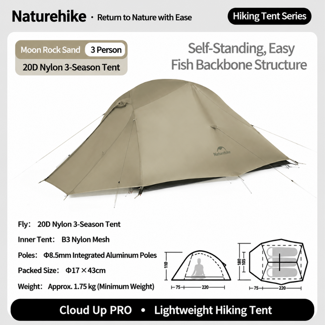 Tenda Hiking Ringan Naturehike Hiking Tent Cloud Up NH18T010-T NH17T001-T NH18T030-T CNK2450WS032