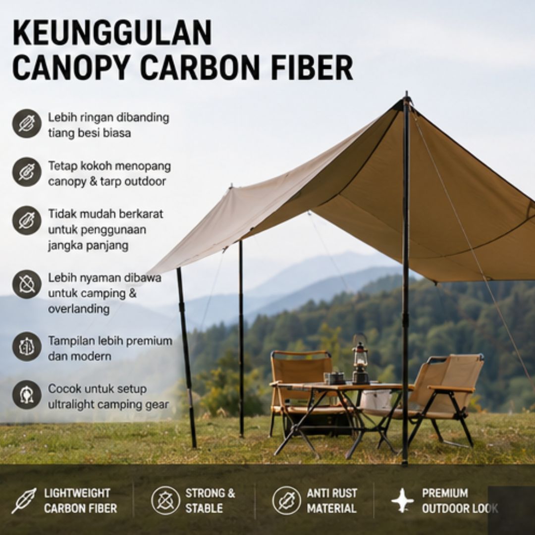 Tiang Kanopi Naturehike NH21YW137 Carbon Canopy Pole