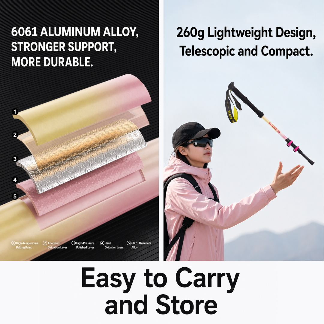 Blackdog QB01 Telescopic Trekking Pole Alluminium Alloy 3 Nodes Ultralight CBD2550DS010 Qishan