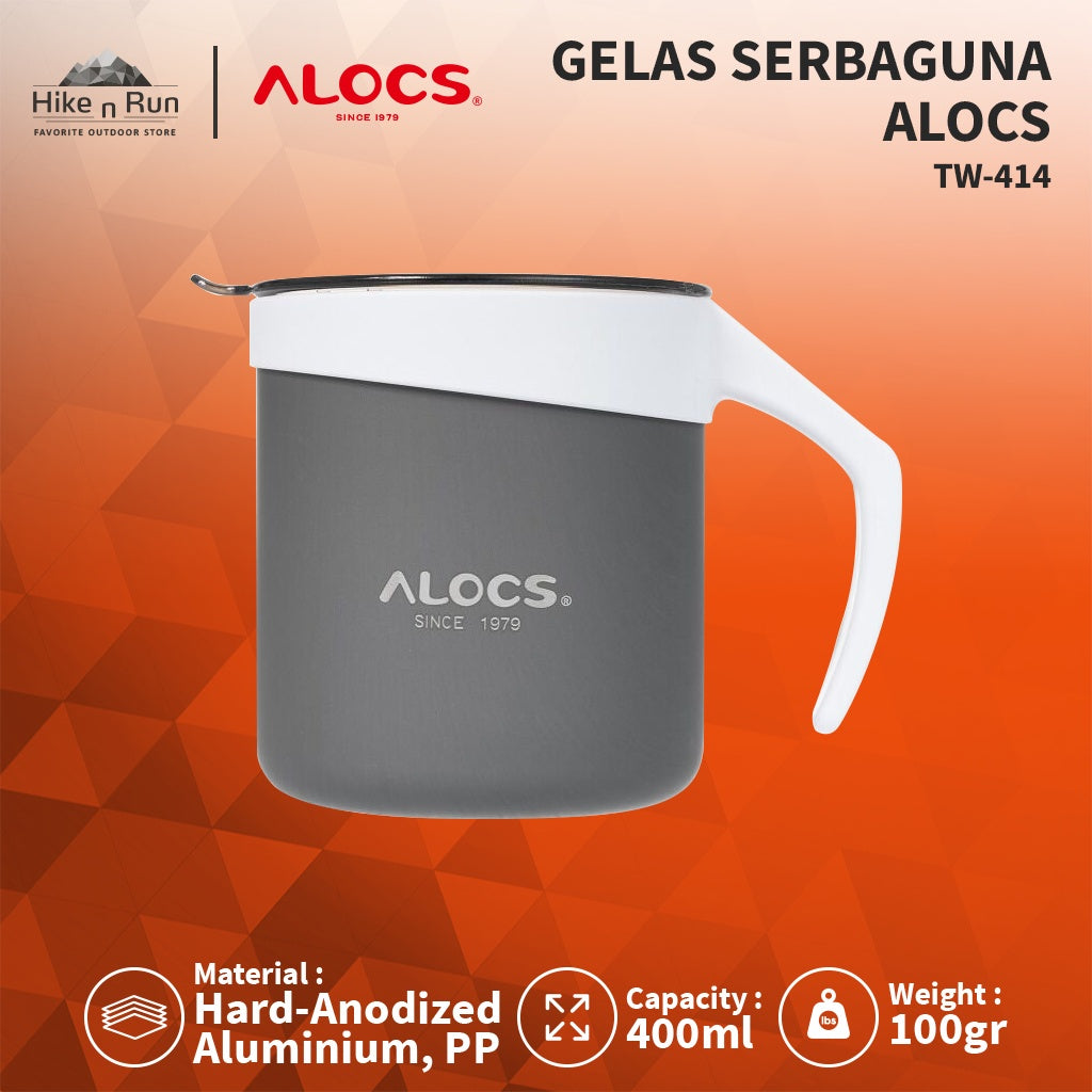 Alocs TW-414 Gelas Serbaguna Camping Aluminium Cup 400ml