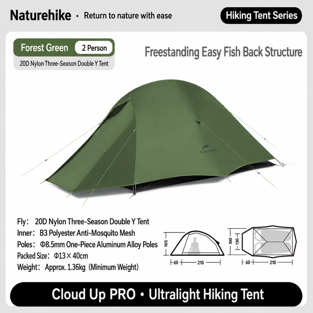 Tenda Hiking Ringan Naturehike Hiking Tent Cloud Up NH18T010-T NH17T001-T NH18T030-T CNK2450WS032