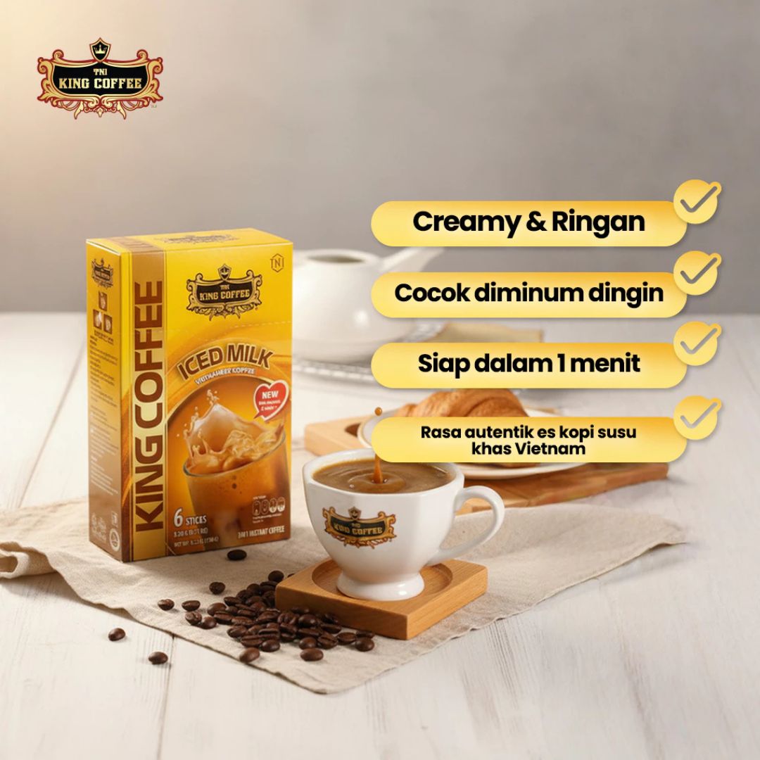 King Coffee Iced Milk Import Vietnam - Kopi Susu Instan Robusta Creamy & Bold Premium