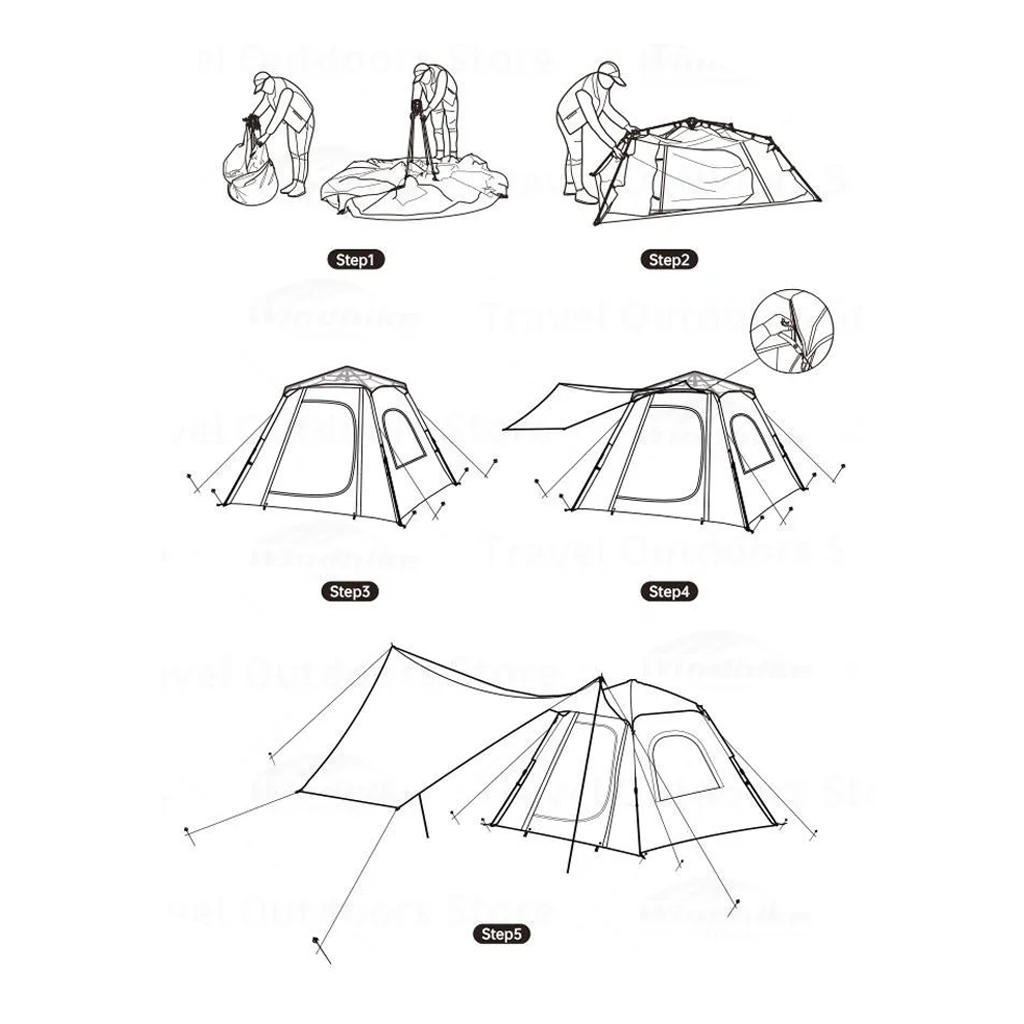 Tenda Ango Automatic With Canopy 2in1 Naturehike CNK2300ZP014 Ango 3P Tent With Hall Pole