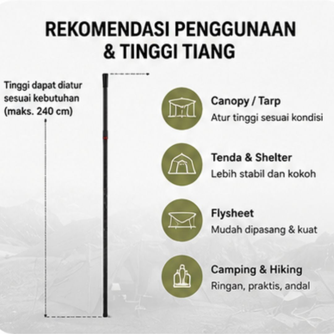 Tiang Kanopi Naturehike NH21YW137 Carbon Canopy Pole