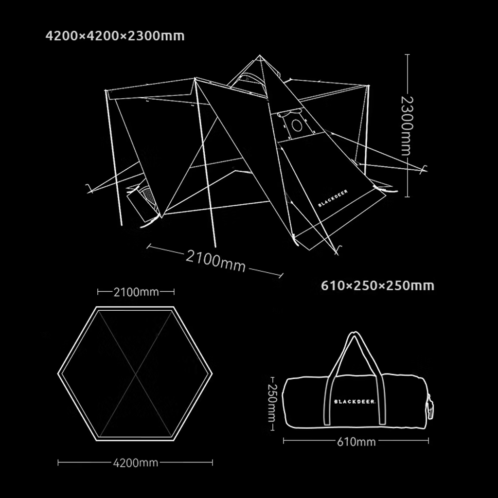 BUNDLING Tenda Camping Blackdeer BD12211153 Night Elf TeePee Tent 2.0 + BD Inner Tent TeePee Night Elf 2.0