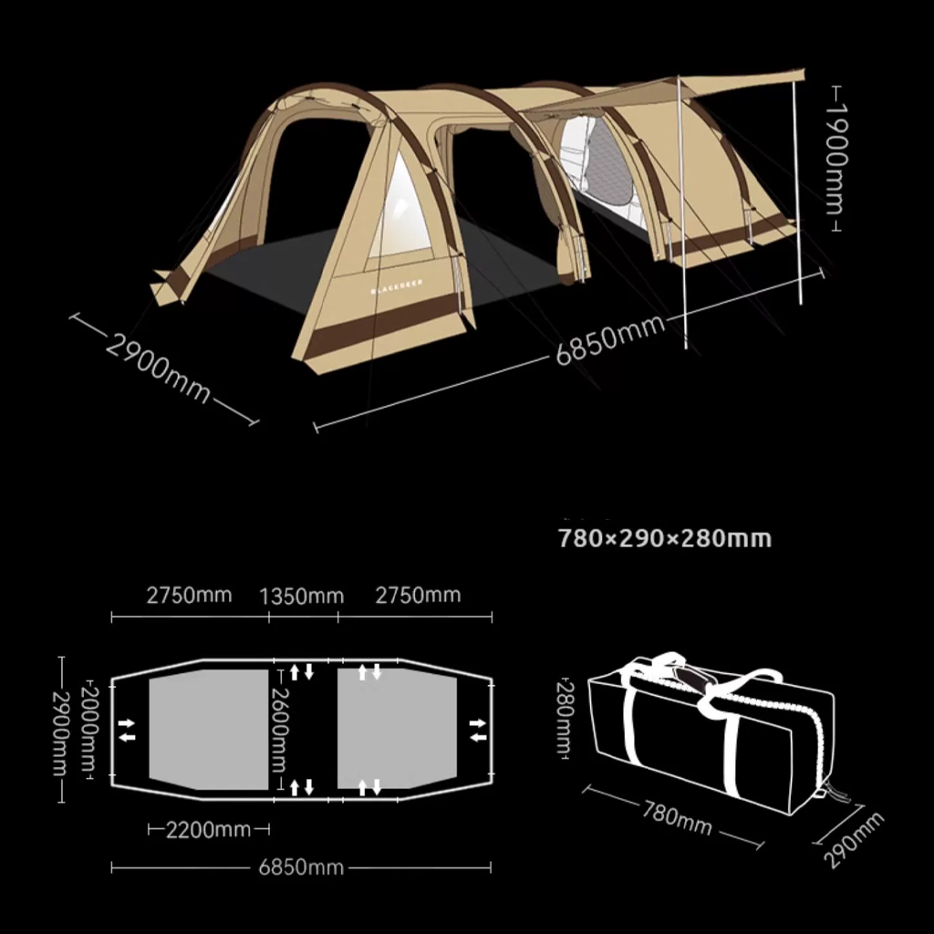 TENDA CAMPING BLACKDEER BD12111125/BD12121139 TIME SPACE TUNNEL GLAMPING TENT