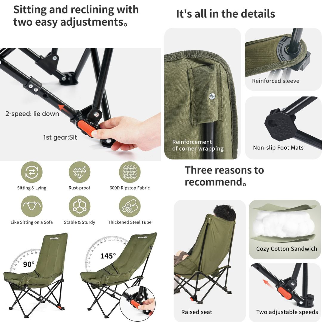 Naturehike Kursi Lipat Camping CNK2450JJ020 Folding Camping Chair