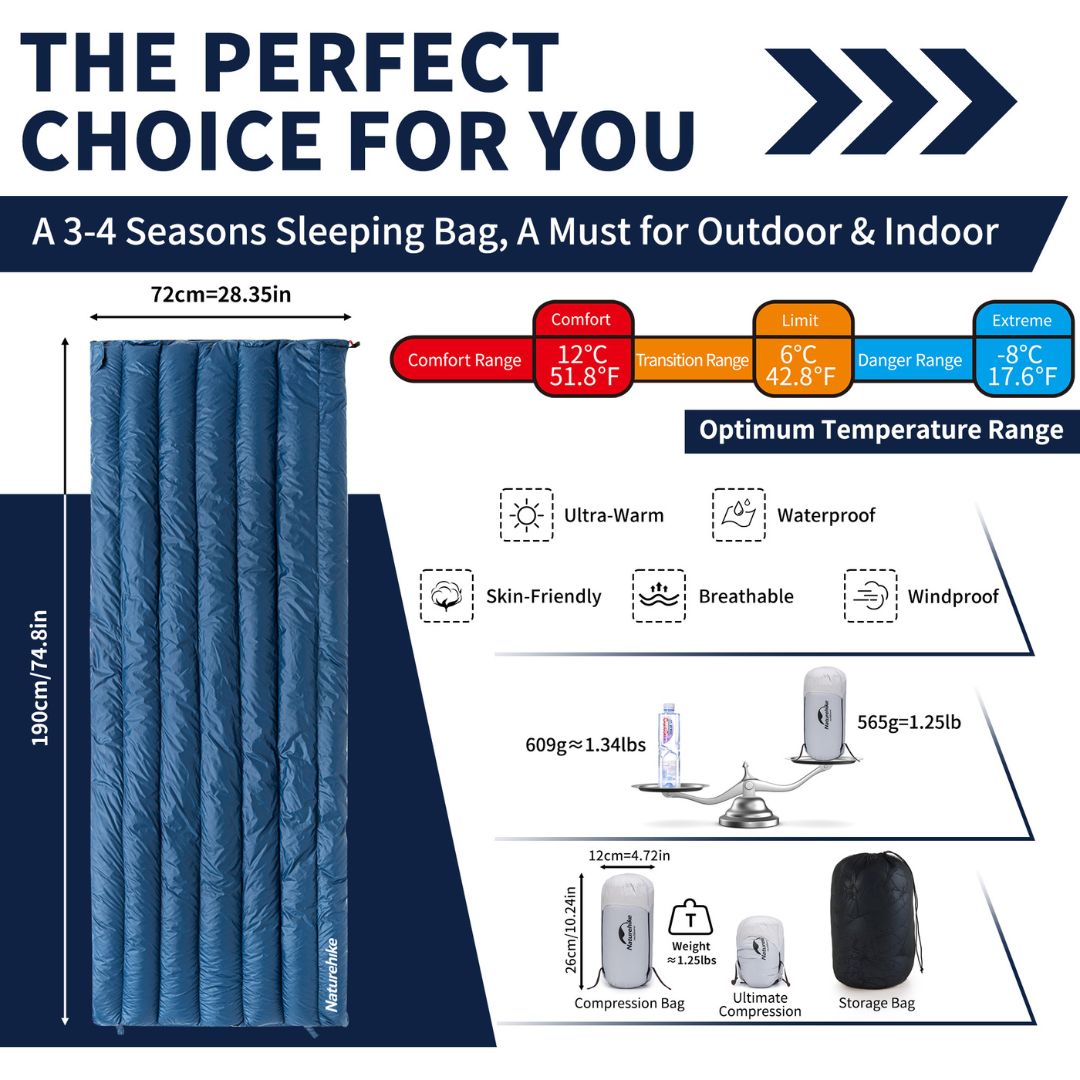 Naturehike Kantong TIdur Envelope CW280 CW295 CNK2300SD013 Sleeping Bag Duck Down CWM400 NH18Y011-R Ultralight
