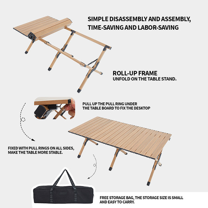Meja Lipat Blackdeer 120 BD12122208 Portable Wood Roll Table