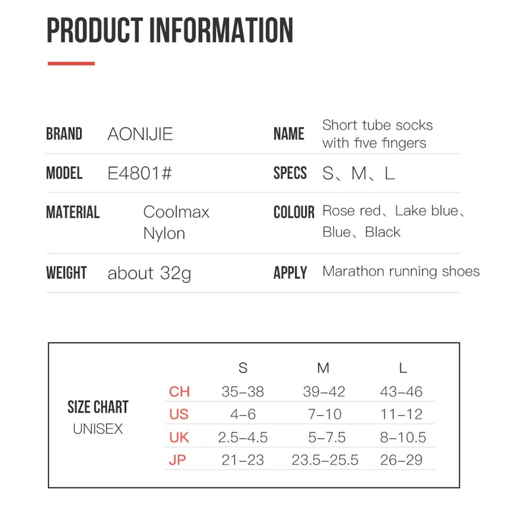 Aonijie E4801 Kaki Finger Socks 3 Pasang