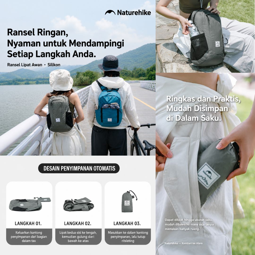 Ransel Lipat Naturehike Silicone folding Backpack NH17A012-B