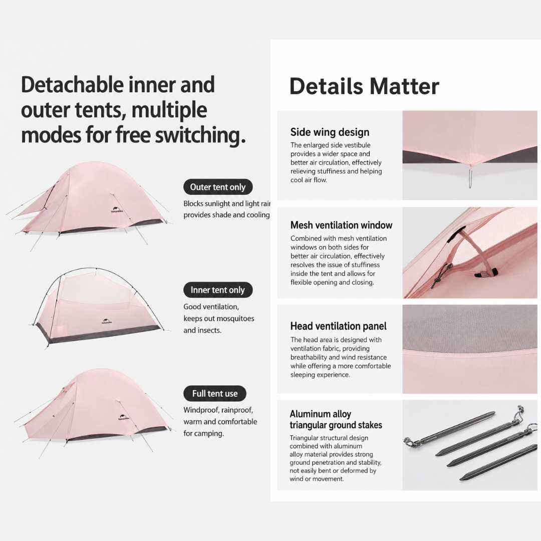 Tenda Hiking Ringan Naturehike Hiking Tent Cloud Up NH18T010-T NH17T001-T NH18T030-T CNK2450WS032