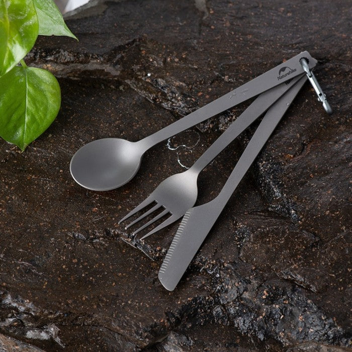 Set Alat Makan Naturehike TZD11 NH19T011-D Titanium Cutlery 3 in 1