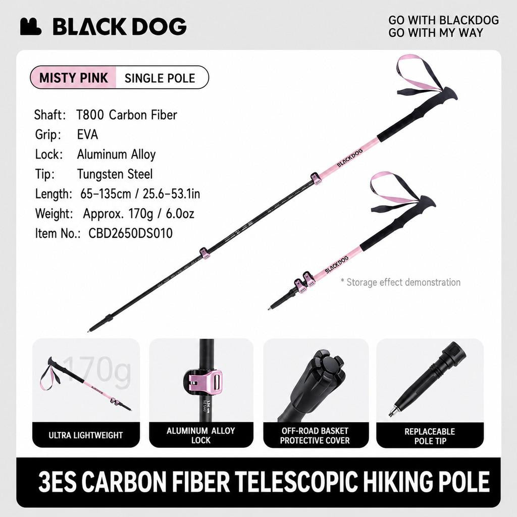 Blackdog Trekking Pole Carbon Guangyi CBD2650DS010 Tongkat Hiking Pendakian Camping Trekpole Teleskopik Ringan