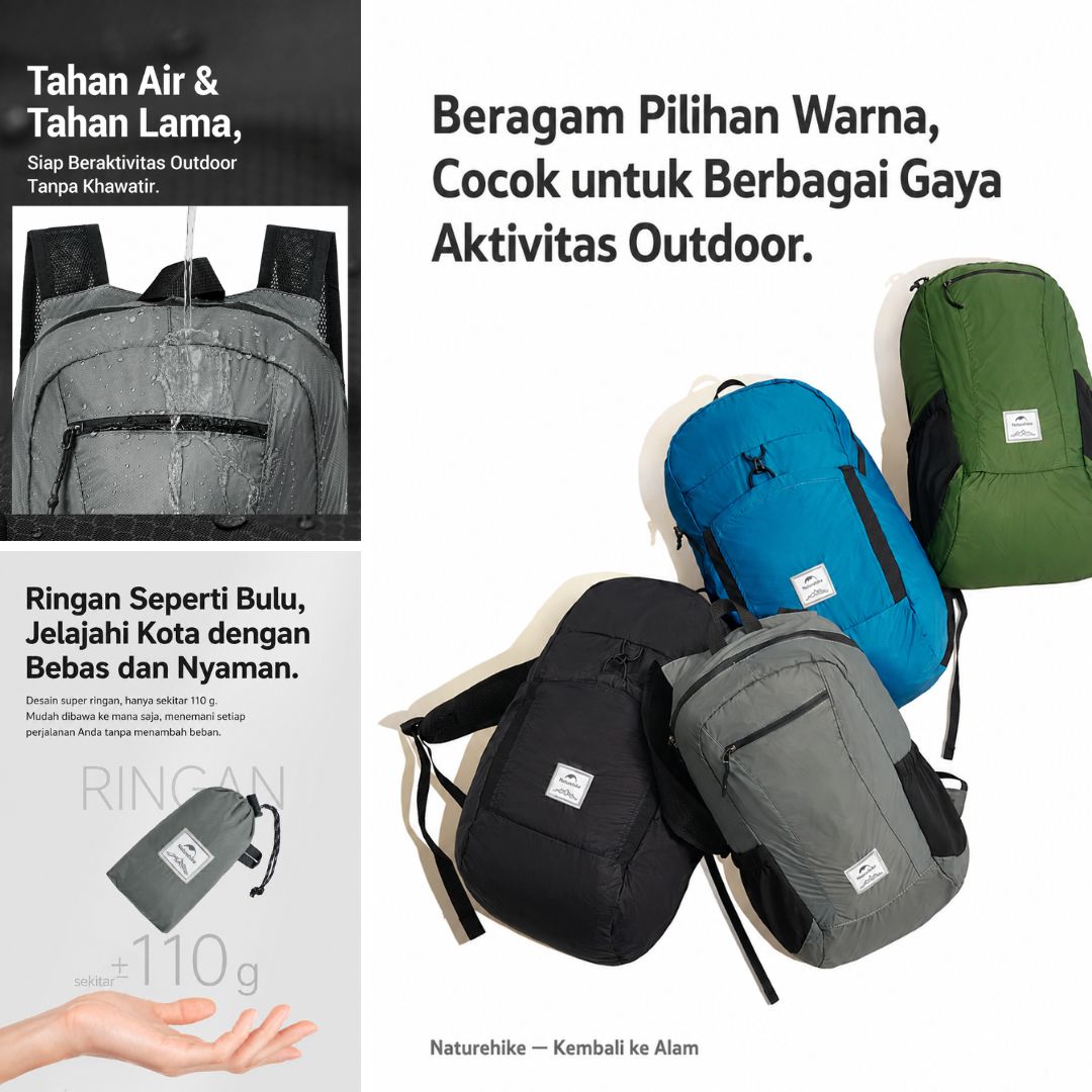 Ransel Lipat Naturehike Silicone folding Backpack NH17A012-B