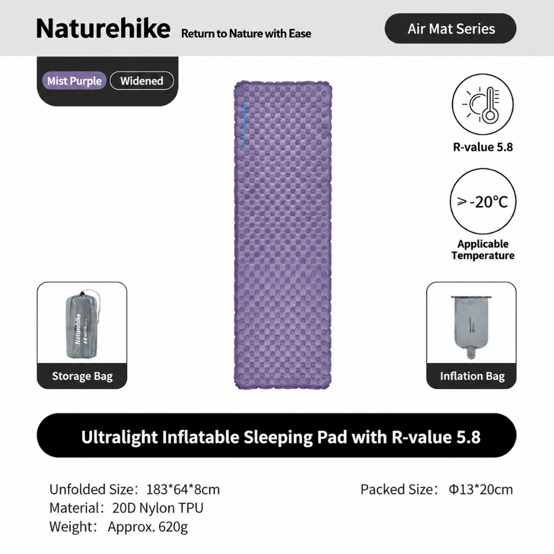 Naturehike Matras Angin Lipat Hiking Ultralight Tuye R5.8 CNH22DZ016 Sleeping Pad Camping