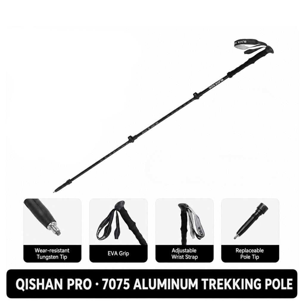 Blackdog Trekking Pole Qishan Pro Allumunium 7075 CBD2550DS011 Tongkat Hiking Pendakian Camping Trekpole Teleskopik Ringan