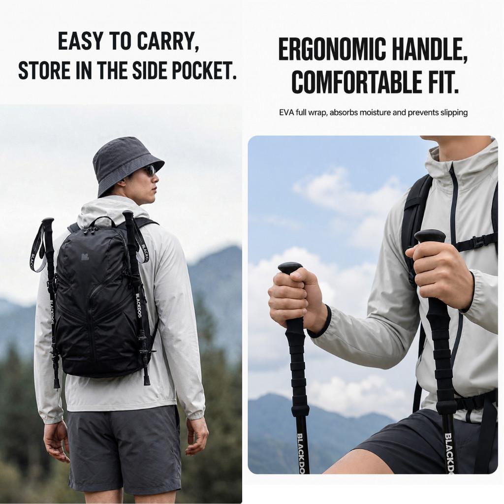 Blackdog Trekking Pole Qishan Pro Allumunium 7075 CBD2550DS011 Tongkat Hiking Pendakian Camping Trekpole Teleskopik Ringan