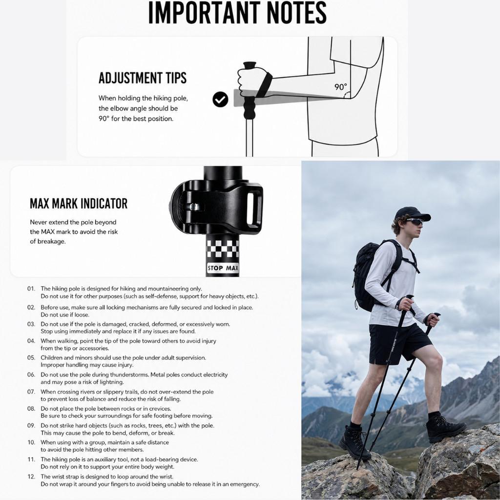 Blackdog Trekking Pole Carbon Guangyi CBD2650DS010 Tongkat Hiking Pendakian Camping Trekpole Teleskopik Ringan