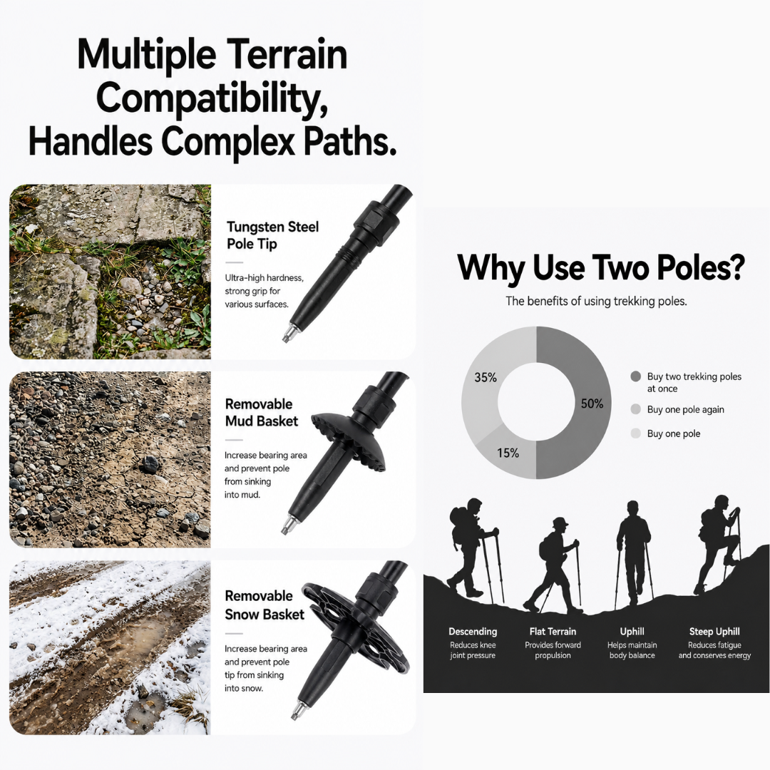 Blackdog QB01 Telescopic Trekking Pole Alluminium Alloy 3 Nodes Ultralight CBD2550DS010 Qishan