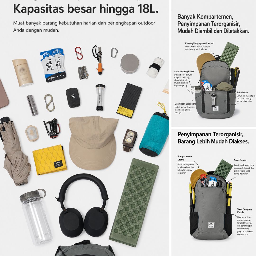 Ransel Lipat Naturehike Silicone folding Backpack NH17A012-B