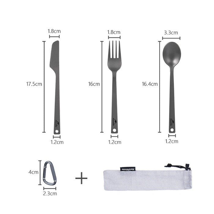 Set Alat Makan Naturehike TZD11 NH19T011-D Titanium Cutlery 3 in 1