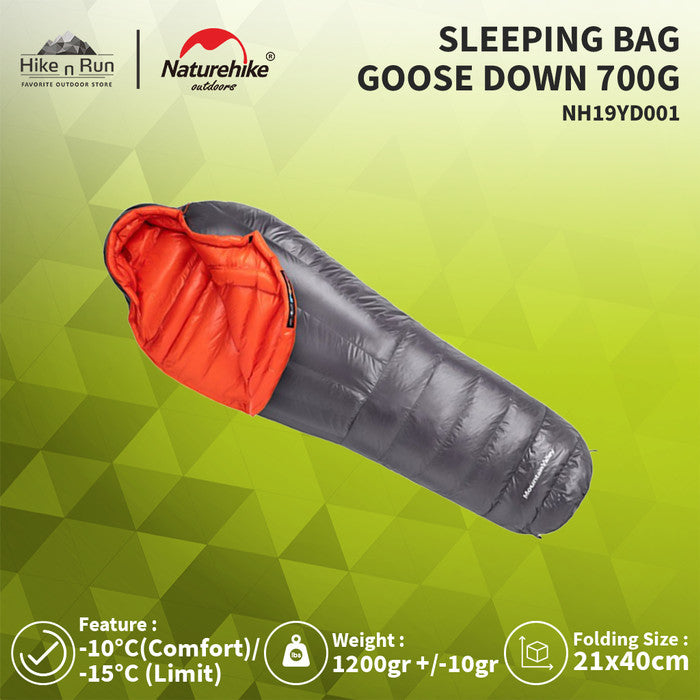 Sleeping Bag Down Naturehike NH19YD001 Goose Down Mummy SB - 700g