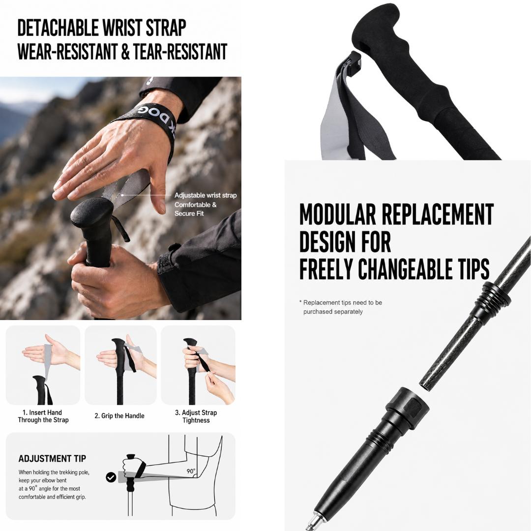 Blackdog Trekking Pole Carbon Xingshan CBD2650DS012 Tongkat Hiking Pendakian Camping Trekpole Teleskopik Ringan