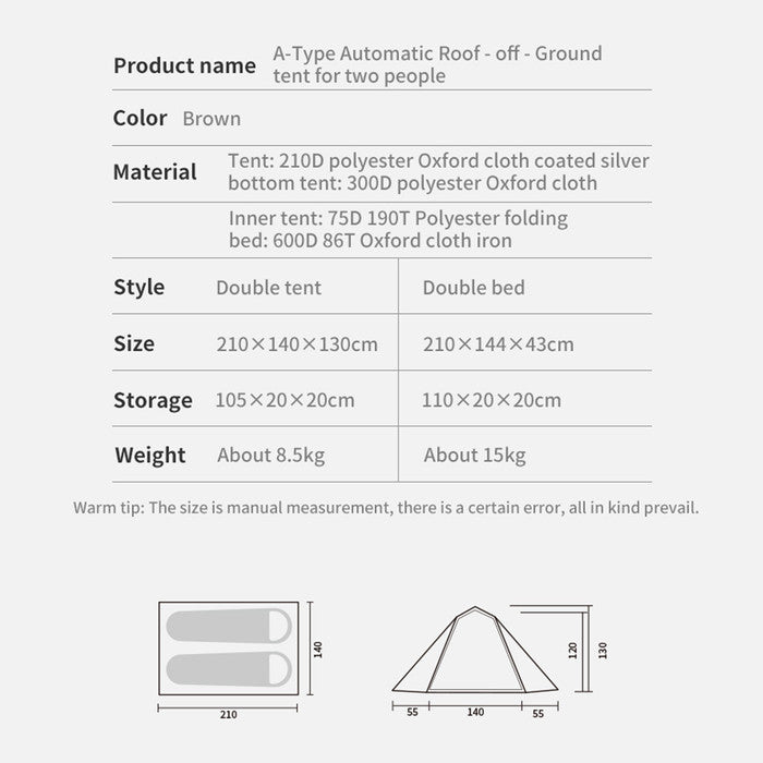 Tenda Glamping Campbed 2 Orang Naturehike CNH22ZP001 Auto Tent