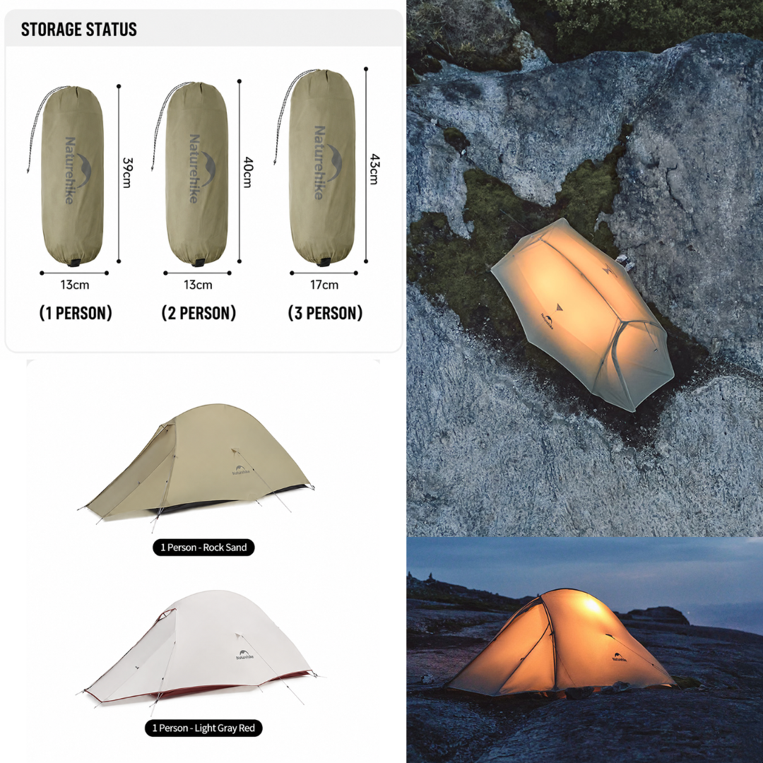 Tenda Hiking Ringan Naturehike Hiking Tent Cloud Up NH18T010-T NH17T001-T NH18T030-T CNK2450WS032