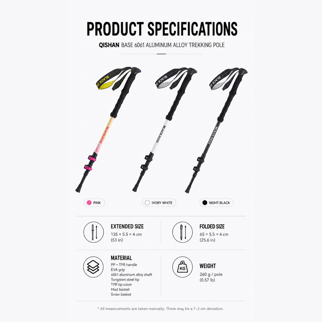 Blackdog QB01 Telescopic Trekking Pole Alluminium Alloy 3 Nodes Ultralight CBD2550DS010 Qishan