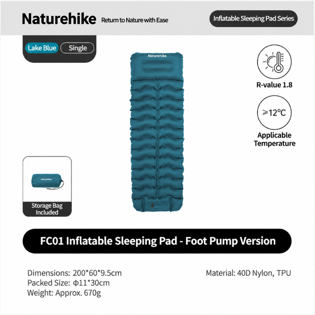 Naturehike Matras Angin Camping Portable FC01 CNK2550WS019 Ultralight Hiking Outdoor Mattress R1.6
