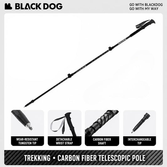 Blackdog Trekking Pole Carbon Xingshan CBD2650DS012 Tongkat Hiking Pendakian Camping Trekpole Teleskopik Ringan
